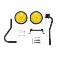 a pair of yellow wheels on a white background.