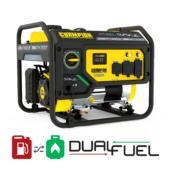 a yellow and black portable generator on a white background.