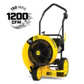a yellow and black machine with a white background.