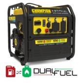 a yellow and black portable generator on a white background.