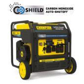 a yellow and black portable generator on a white background.