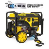 a yellow and black portable generator on a white background.