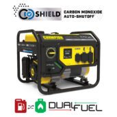 a yellow and black generator sitting on top of a white background.