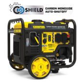 a yellow and black portable generator on a white background.