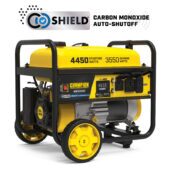 a yellow and black portable generator on a white background.