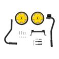 a pair of yellow wheels on a white background.
