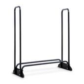 a metal rack with a glass top on a white background.
