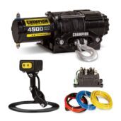 the champion 4500 winch is shown with its accessories.