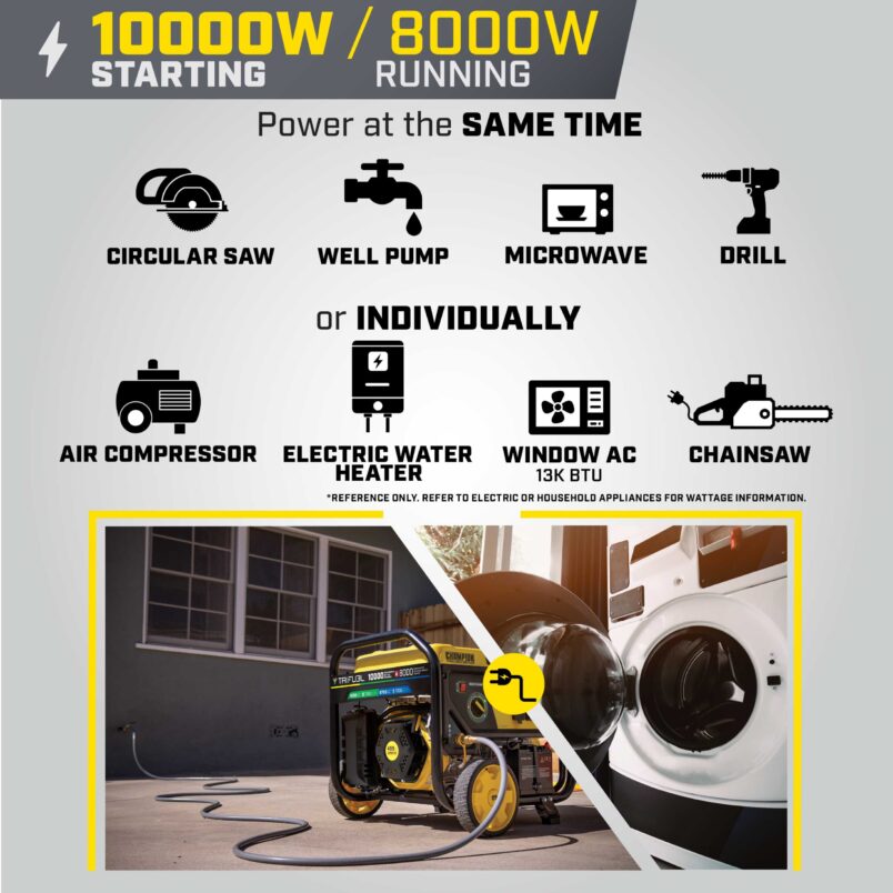 8000W Electric Start Tri Fuel Generator with CO Shield® - 201121