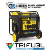 a yellow and black portable generator on a white background.