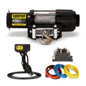 a winch with a rope and two wires.