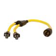 a yellow and black extension cord.