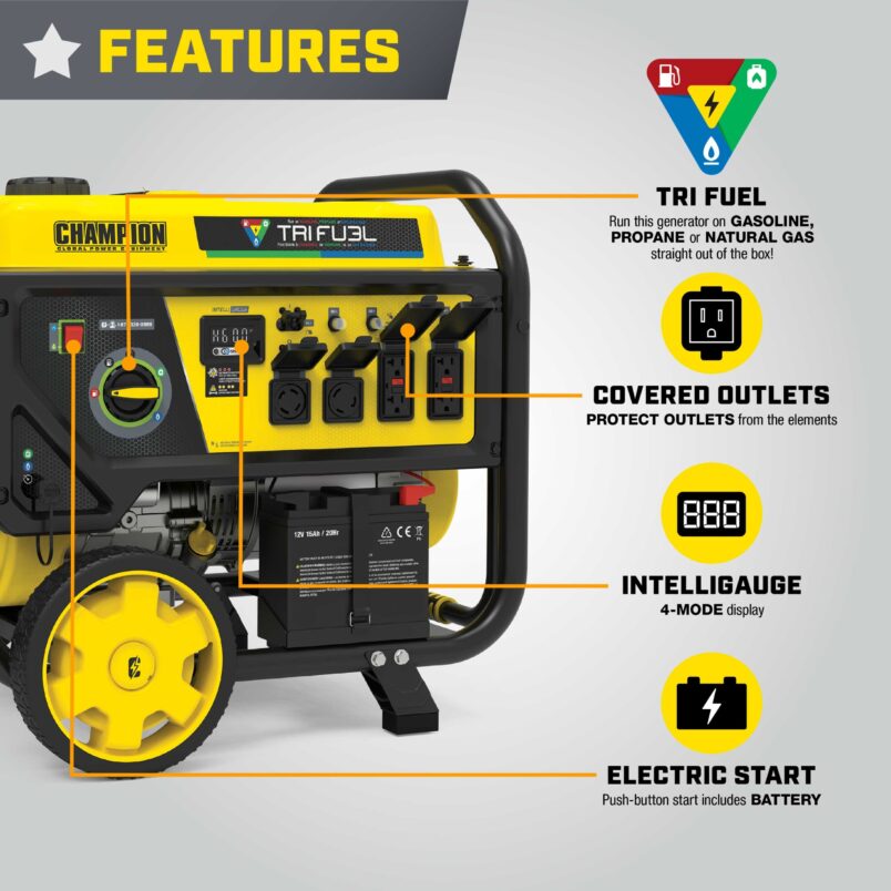 8000W Electric Start Tri Fuel Generator with CO Shield® - 201121