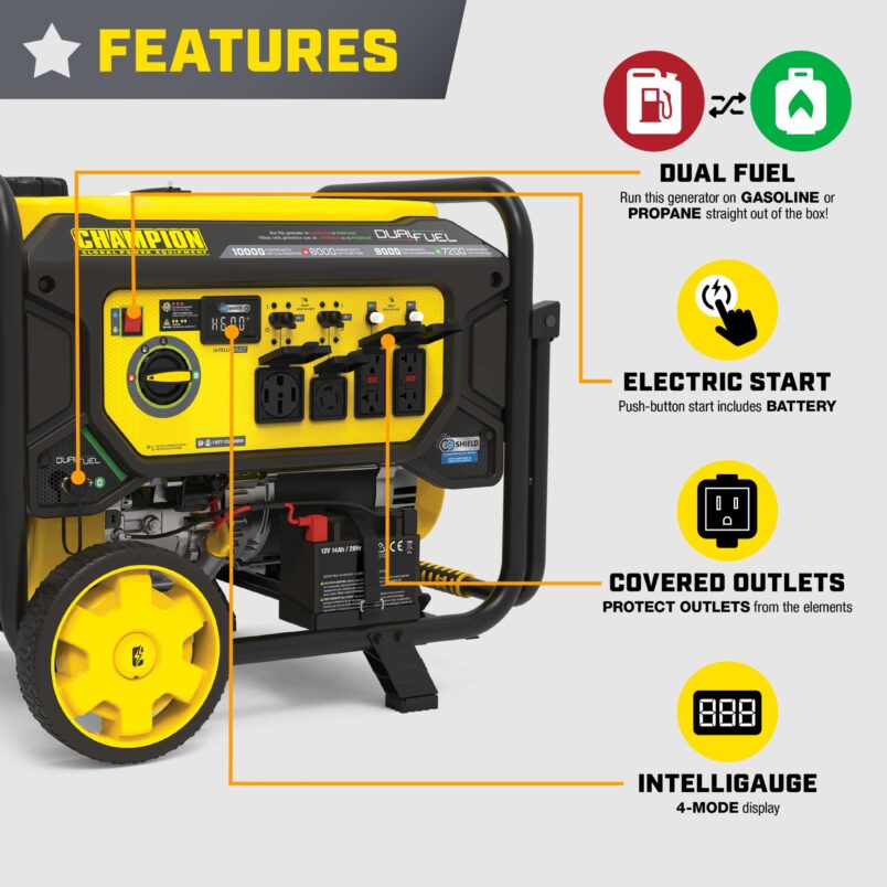 8000W Electric Start Dual Fuel Generator with CO Shield® - 201568