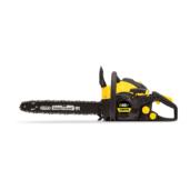a yellow and black chainsaw on a white background.