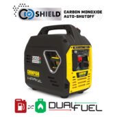 a yellow and black portable generator on a white background.