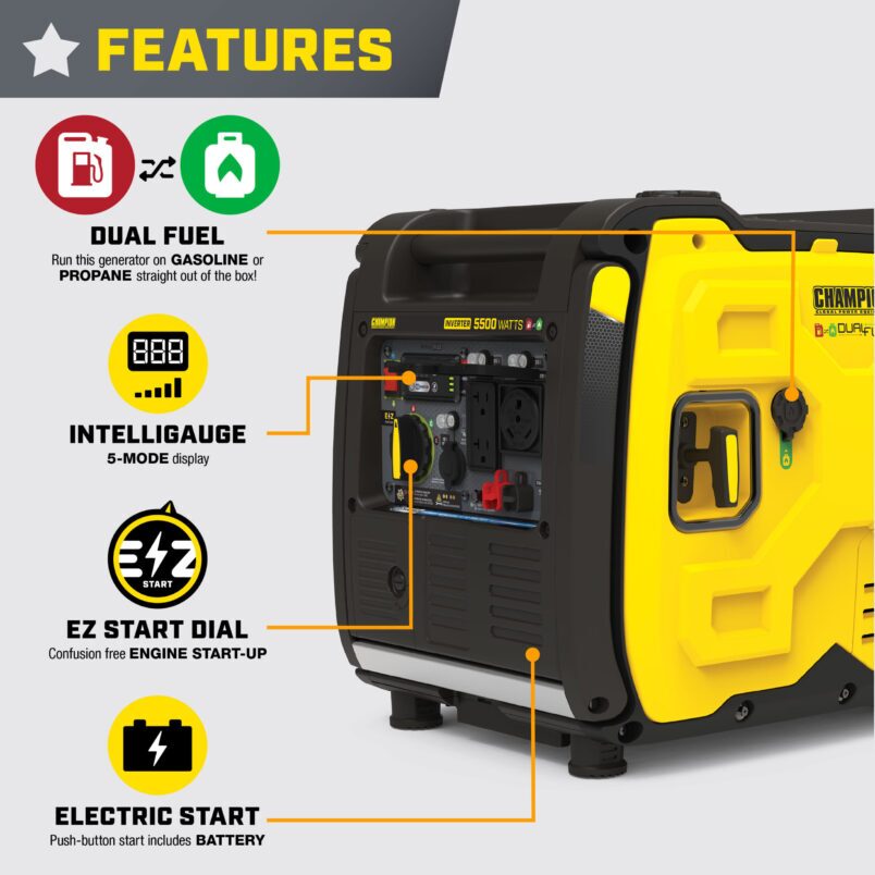 5500W Electric Start Dual Fuel Inverter with CO Shield® - 201469